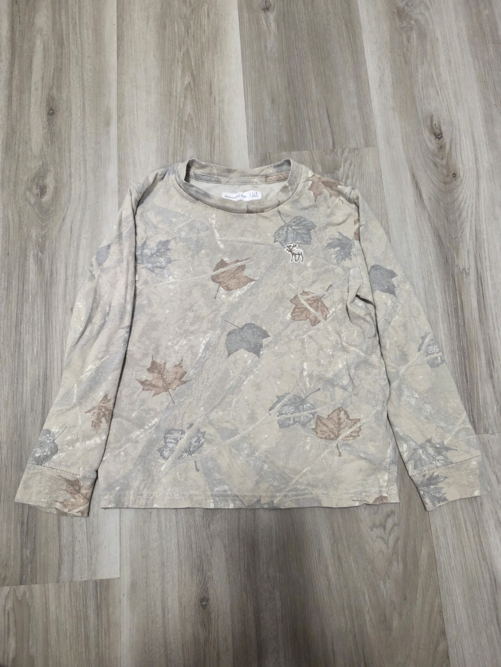 abercrombie kids Beige Leaf-Print Long Sleeve Tee